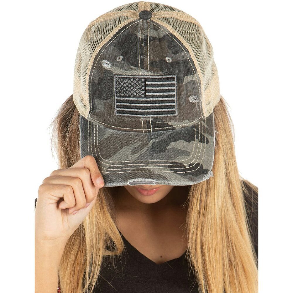 Distressed Low Profile Mesh Trucker Hat Adjustable Snapback Baseball Cap